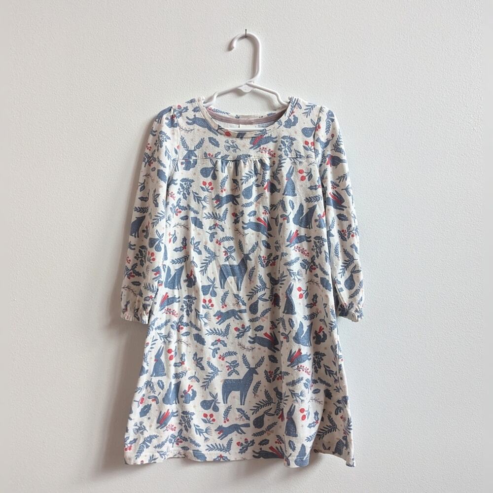 Mini Boden Blue Woodland Christmas Nightgown Girls 3-4y